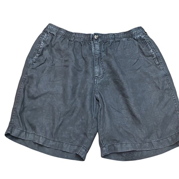 28 Palms Pants - 28 Palms Shorts Women XL 9" Black 100% Linen Elastic Waist Zip Button